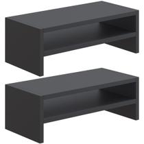 Kit 02 Suportes Para Monitor Stand Home Office Lap 63 Cm L03 Preto - Lyam Kit 02 Suportes Para Monitor Stand Home Office Lap 63 Cm L03 Preto - Lyam
