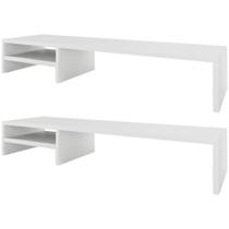 Kit 02 Suportes Para Monitor Stand Home Office Lap 90 Cm L03 Branco - Lyam Kit 02 Suportes Para Monitor Stand Home Office Lap 90 Cm L03 Branco - Lyam