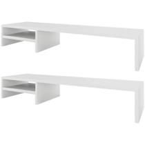 Kit 02 Suportes Para Monitor Stand Home Office Lap 90 cm L03 Branco - Lyam Kit 02 Suportes Para Monitor Stand Home Office Lap 90 cm L03 Branco - Lyam