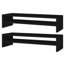 Kit 02 Suportes Stand Base Tela Monitor Soft Elevado 65cm em MDF com 01 Prateleira - Abmaza