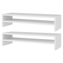 Kit 02 Suportes Stand Base Tela Monitor Soft Elevado 65cm em MDF com 01 Prateleira - Abmaza Kit 02 Suportes Stand Base Tela Monitor Soft Elevado 65cm em MDF com 01 Prateleira - Abmaza