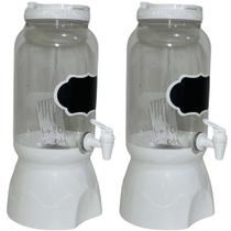 Kit 02 Suqueira Torneira Base Lousa Branca Agua Suco 3600ml