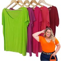 Kit 02 T-Shirts Blusa Podrinha Plus Size Moda Neon Verão Casual Básica G1.G2.G3.G4 - On.shop
