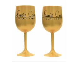 Kit 02 Taças Para Mesa De Santa Ceia Dourada