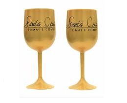 Kit 02 Taças Para Mesa De Santa Ceia Dourada