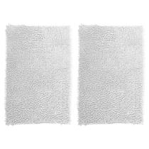 Kit 02 Tapete para Banheiro Popcorn Bolinhas Antiderrapante Microfibra Branco 40x60cm
