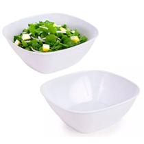 Kit 02 Tigela Quadrada Lisa de Melamina Branca Leve Resistente - 2860mL - 25cm - Bestfer