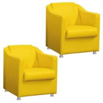 Kit 02 tilla amarela suede para sala de estar,salão escritoria Biselos-Decor