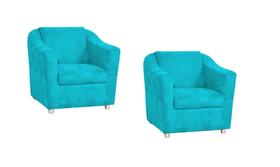 Kit 02 tilla Azul Turquesa suede para sala de estar,salão escritoria Biselos-Decor