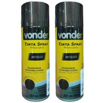 Kit 02 tinta spray preto metalico 350ml vonder