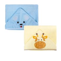 Kit 02 Toalha Banho Bebê Forro Fralda Capuz Bordado Bichinho