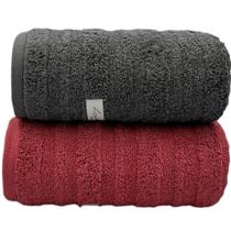 Kit 02 Toalha de Banho Grande e Grossa - Loft - Cinza/Terracota - 72x140cm - (Volume extra) LMpeter Kit 02 Toalha de Banho Grande e Grossa - Loft - Cinza/Terracota - 72x140cm - (Volume extra) LMpeter