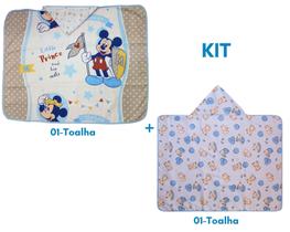 Kit 02-toalhas de banho bebê-infantil c/ capuz - enxoval