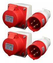 Kit 02 Tomada e Plugue Industrial M/F Sobrepor 16A 380v 4P