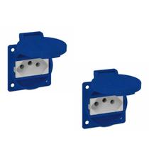 Kit 02 Tomadas de Embutir TBSEN 2P + T 20A Com Tampa Sibratec - Azul/Branco