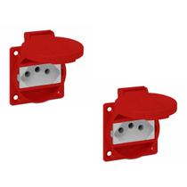 Kit 02 Tomadas de Embutir TBSEN 2P + T 20A Com Tampa Sibratec - Vermelho/Branco Kit 02 Tomadas de Embutir TBSEN 2P + T 20A Com Tampa Sibratec - Vermelho/Branco