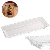Kit 02 travessa cristal pearl prato para doces frutas rocambole