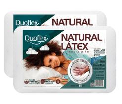 Kit 02 Travesseiros Natural Látex Extra Alto 18cm Com Capa em Percal 200 Fios Com Zíper