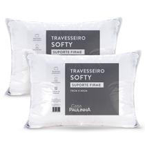 Kit 02 Travesseiros Softy Suporte Firme 70x50 Inteligente Fibra Importada Anatomico e Antialergico Toque Extra Macio