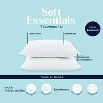 Kit 02 Travesseiros Toque Pluma de Ganso 70cm x 50cm Percal 200 Fios Suporte Alto