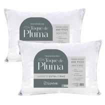 Kit 02 Travesseiros Toque Pluma Lavive 400 Fios Extra Firme
