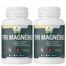 Kit 02 Tri Magnésio 3 em 1 Malato, Quelato e Cloreto de Magnésio / 60 Cápsulas 500mg