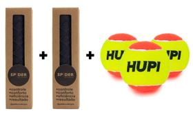 Kit 02 Undergrip Spider Preto + 03 Bolinhas HUPI Beach Tenis