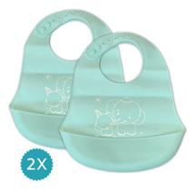 Kit 02 Unidades Babador De Silicone Bebê Impermeável Blw Infantil
