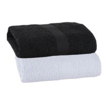 Kit 02 Unidades - Toalha de Rosto KazzaVip Felpuda 100% Algodão ( 01 Branca e 01 Preta ) Linha Salao 44cmx75cm Profissional
