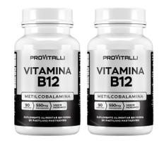 Kit 02 unidades Vitamina B12 Metilcobalamina 90 Comprimidos Mastigáveis Provitalli Alta Absorção e Biodisponibilidade