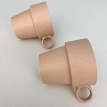 Kit 02 Unidades Xícaras Chá Bambu ECO Rosa 210ml Empilháveis