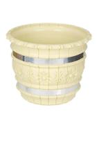 Kit 02 Vasos Cachepo Decorado 22Cm Cor Marfim