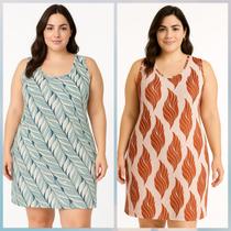 kit 02 vestido feminino alça larga malha leila midi