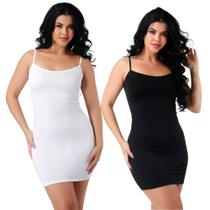 Kit 02 Vestido Midi Feminino Segunda Pele Combinação Anágua Combinete Premium