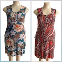 kit 02 vestidos alÇa sem manga GG malha fria fresco estamapas variadas..