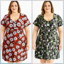 KIT 02 VESTIDOS malha fria GG rodado solto midi manga fresco liganet plusize KIT 02 VESTIDOS malha fria GG rodado solto midi manga fresco liganet plusize