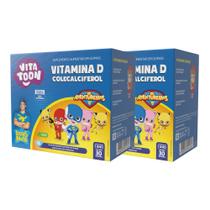 Kit 02 VitaToon Luccas Neto Vitamina D Abacaxi Maracujá 30 Gomas Maxinutri