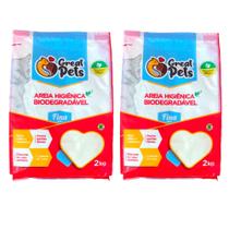 Kit 02un Areia Higiênica Biodegradável Para Gatos Great Pets Fina 2kg