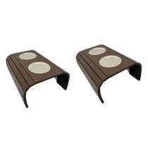 Kit 02un Esteiras Braço Sofá Com Porta Copos Alumínio Marrom