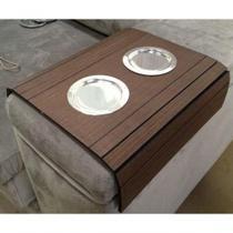 Kit 02un Esteiras Braço Sofá Porta Copos de Alumínio Marrom