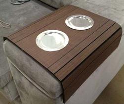 Kit 02un Esteiras Braço Sofá Porta Copos De Alumínio Tabaco