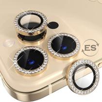 Kit 02X Película Lente Câmera Brilho Diamante Para iPhone 13 / 13 Mini - Charme Beleza e Proteção - Premium