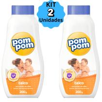 KIT 02X Talco Infantil Pom Pom 200Grs Previne Assaduras com Amido de Milho Bebê Baby