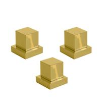 Kit 03 Acabamentos Registro Volante Quadrado Metal Dourado