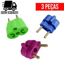 Kit 03 Adaptador de Tomada BOB Colorido 10A e 20A