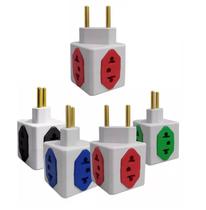 Kit 03 Adaptador de Tomada Cubo Colorido 4 Entradas 10A 20A Kit 03 Adaptador de Tomada Cubo Colorido 4 Entradas 10A 20A