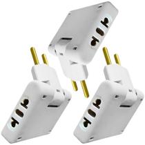Kit 03 Adaptador Tomada Pino Chato Americano 20A 10A 03 Entradas Articulado Bivolt