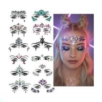 Kit 03 Adesivos Strass Maquiagem Festas Carnaval Cor Prata Kit 03 Adesivos Strass Maquiagem Festas Carnaval Cor Prata
