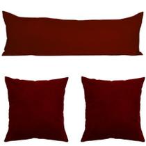 Kit 03 Almofada Decorativa Encosto De Dormir De Lado 01 de 35cmx95cm E 02 de 42cmx42cm Decoração Vinho Capa Zíper Kit 03 Almofada Decorativa Encosto De Dormir De Lado 01 de 35cmx95cm E 02 de 42cmx42cm Decoração Vinho Capa Zíper