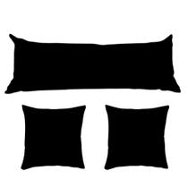 KIT 03 Almofada Grande para Cama Dormir de Lado Encosto de Corpo Tumblr Lavável Preto 01 PÇ - 35X95 E 02 PÇ 42x42